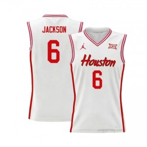 Bryce Jackson #6 UH Cougars White Men's Basketball Jersey | NCAA Licensed Official Wear 30098806