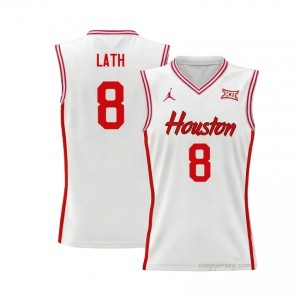Cedric Lath #8 UH Cougars White Men's Basketball Jersey | NCAA Licensed Official Wear 76605488