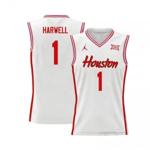Isiah Harwell #1 UH Cougars White Men's Basketball Jersey | NCAA Licensed Official Wear 68936129