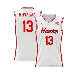 Jacob McFarland #13 UH Cougars White Men's Basketball Jersey | NCAA Licensed Official Wear 82241802