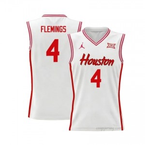 Kingston Flemings #4 UH Cougars White Men's Basketball Jersey | NCAA Licensed Official Wear 96579108