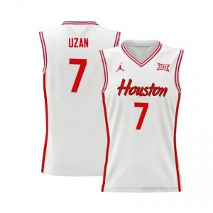 Milos Uzan #7 UH Cougars White Men's Basketball Jersey | NCAA Licensed Official Wear 18081260