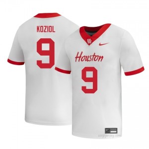 Tanner Koziol #9 White Houston Cougars High School Football Jersey | Men's Premium Team Edition 30895777