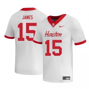 Will James #15 White Houston Cougars High School Football Jersey | Men's Premium Team Edition 89955129