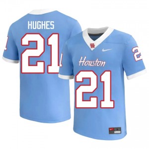 Houston Coogs Makhi Hughes #21 Blue Men's University Football Jersey | Premium Stitched Edition 87786695