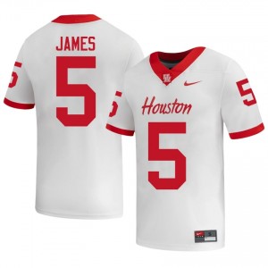 #5 Will James UH Cougars White Men's NCAA Football Jersey | Fan Exclusive Edition 24371813