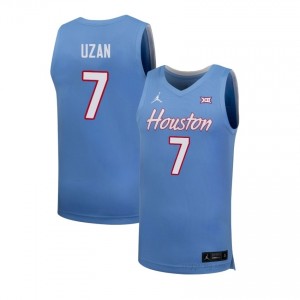 #7 Milos Uzan Cougars Blue Men's Basketball NCAA Jersey | Premium Replica Edition 56124900