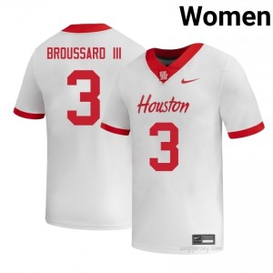Harvey Broussard III #3 White Houston Cougars High School Football Jersey | Women's Premium Team Edition 72164465