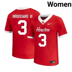 Cougars Harvey Broussard III #3 Red Women's College Football Jersey | Premium Stitched Edition 66490444