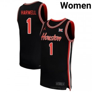 Houston Cougars Isiah Harwell #1 Black Women's Basketball Jersey | NCAA Premium Quality Edition 49893536