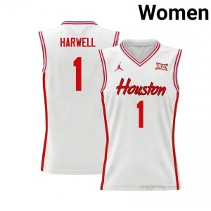 Isiah Harwell #1 UH Cougars White Women's Basketball Jersey | NCAA Licensed Official Wear 76646276