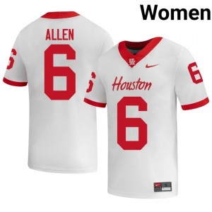 Houston Coogs Jordan Allen #6 White Women's University Football Jersey | Premium Stitched Edition 45251158