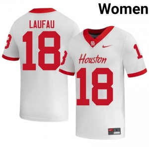 Houston Coogs Khalil Laufau #18 White Women's Player Football Jersey | Premium Stitched Edition 48478837