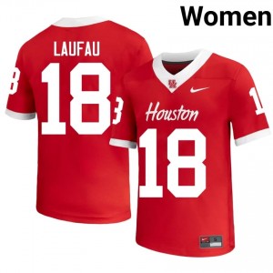 #18 Khalil Laufau UH Cougars Red Women's NCAA Football Jersey | Fan Exclusive Edition 98878621
