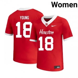 Cougars Koby Young #18 Red Women's NCAA Football Jersey | Premium Stitched Edition 98303060