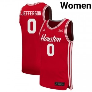 Kordel Jefferson HOU Cougars #0 Red Women's Basketball Jersey | NCAA Fan Game Gear 91456746