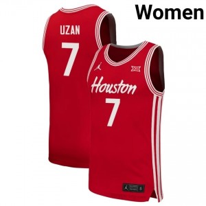 Milos Uzan HOU Cougars #7 Red Women's Basketball Jersey | NCAA Fan Game Gear 69943521
