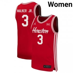 Ramon Walker Jr. HOU Cougars #3 Red Women's Basketball Jersey | NCAA Fan Game Gear 81696571