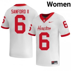 Houston Coogs Re'Shaun Sanford II #6 White Women's NCAA Football Jersey | Premium Stitched Edition 60234874