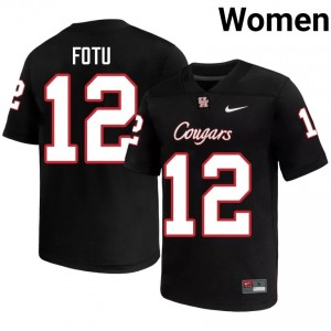 #12 Sione Fotu UH Cougars Black Women's Player Football Jersey | Fan Exclusive Edition 63182126