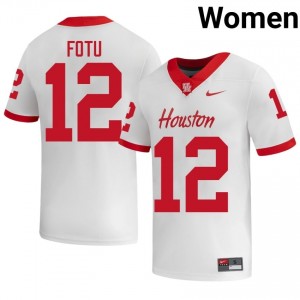 Houston Coogs Sione Fotu #12 White Women's College Football Jersey | Premium Stitched Edition 24709753