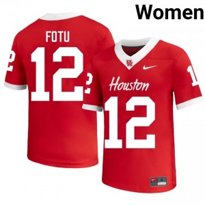 #12 Sione Fotu UH Cougars Red Women's University Football Jersey | Fan Exclusive Edition 63948292