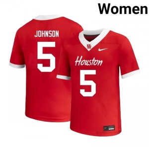Cougars Stephon Johnson #5 Red Women's Player Football Jersey | Premium Stitched Edition 93303788