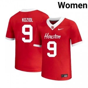 Cougars Tanner Koziol #9 Red Women's High School Football Jersey | Premium Stitched Edition 44654776