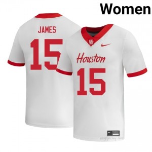 Will James #15 White Houston Cougars NCAA Football Jersey | Women's Premium Team Edition 58809401