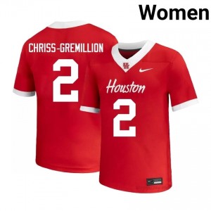 Cougars Zeon Chriss-Gremillion #2 Red Women's University Football Jersey | Premium Stitched Edition 52635427