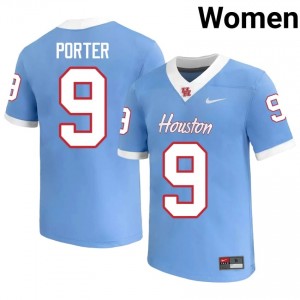 Ashton Porter #9 Blue Houston Cougars Player Football Jersey | Women's Premium Team Edition 57344903