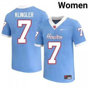 David Klingler #7 Blue Houston Cougars College Football Jersey | Women's Premium Team Edition 63396517