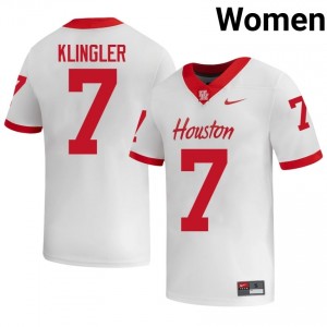 Houston Coogs David Klingler #7 White Women's University Football Jersey | Premium Stitched Edition 58372872