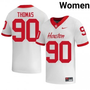 Houston Coogs De'Marion Thomas #90 White Women's College Football Jersey | Premium Stitched Edition 76014181