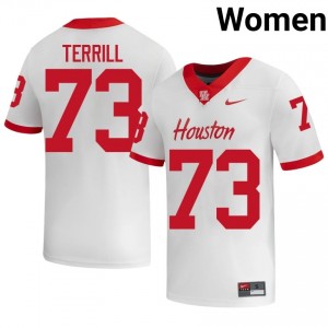 Houston Coogs Drew Terrill #73 White Women's High School Football Jersey | Premium Stitched Edition 81356394