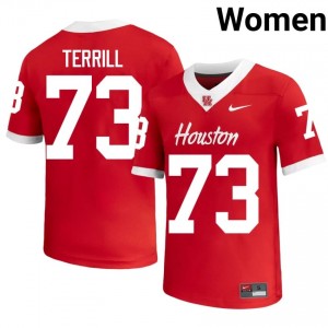 #73 Drew Terrill UH Cougars Red Women's Player Football Jersey | Fan Exclusive Edition 99442677