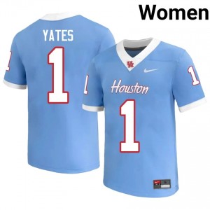 Jaden Yates #1 Blue Houston Cougars NCAA Football Jersey | Women's Premium Team Edition 72335465