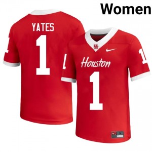 #1 Jaden Yates UH Cougars Red Women's University Football Jersey | Fan Exclusive Edition 99335081
