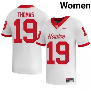 Houston Coogs Kaleb Thomas #19 White Women's College Football Jersey | Premium Stitched Edition 67050005