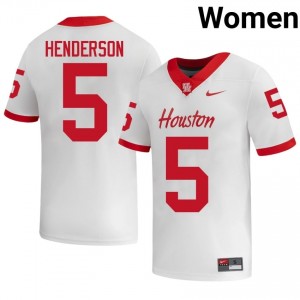 Houston Coogs Keisean Henderson #5 White Women's High School Football Jersey | Premium Stitched Edition 35811175