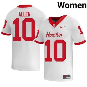 Houston Coogs Kyle Allen #10 White Women's High School Football Jersey | Premium Stitched Edition 20136280