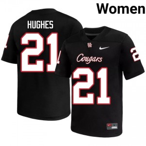 #21 Makhi Hughes UH Cougars Black Women's University Football Jersey | Fan Exclusive Edition 59425671