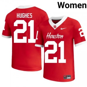 #21 Makhi Hughes UH Cougars Red Women's NCAA Football Jersey | Fan Exclusive Edition 25904754