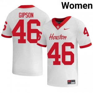Houston Coogs Paul Gipson #46 White Women's Player Football Jersey | Premium Stitched Edition 41292620