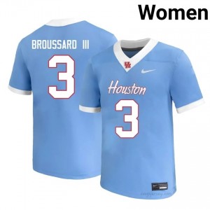 #3 Harvey Broussard III UH Cougars Blue Women's University Football Jersey | Fan Exclusive Edition 66052698