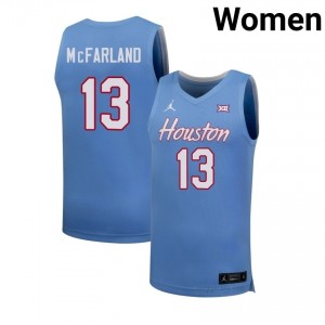 #13 Jacob McFarland Cougars Blue Women's Basketball College Jersey | Premium Replica Edition 25297084