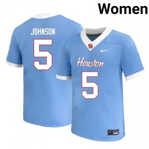 #5 Stephon Johnson UH Cougars Blue Women's NCAA Football Jersey | Fan Exclusive Edition 71955775