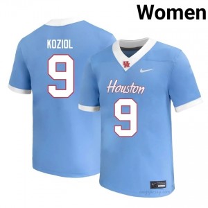 #9 Tanner Koziol UH Cougars Blue Women's Player Football Jersey | Fan Exclusive Edition 75307187