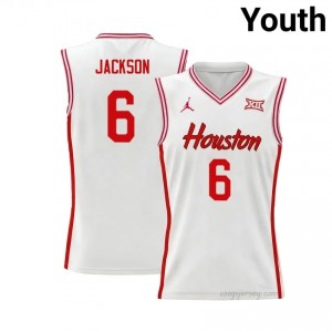 Bryce Jackson #6 UH Cougars White Youth Basketball Jersey | NCAA Licensed Official Wear 59643842