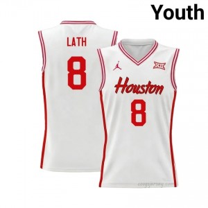 Cedric Lath #8 UH Cougars White Youth Basketball Jersey | NCAA Licensed Official Wear 38146632